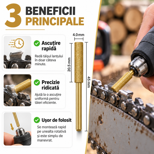 DrujbaSharp PRO™ – Cap de Ascuțire pentru Lanțul Drujbei SET 5 Piese!