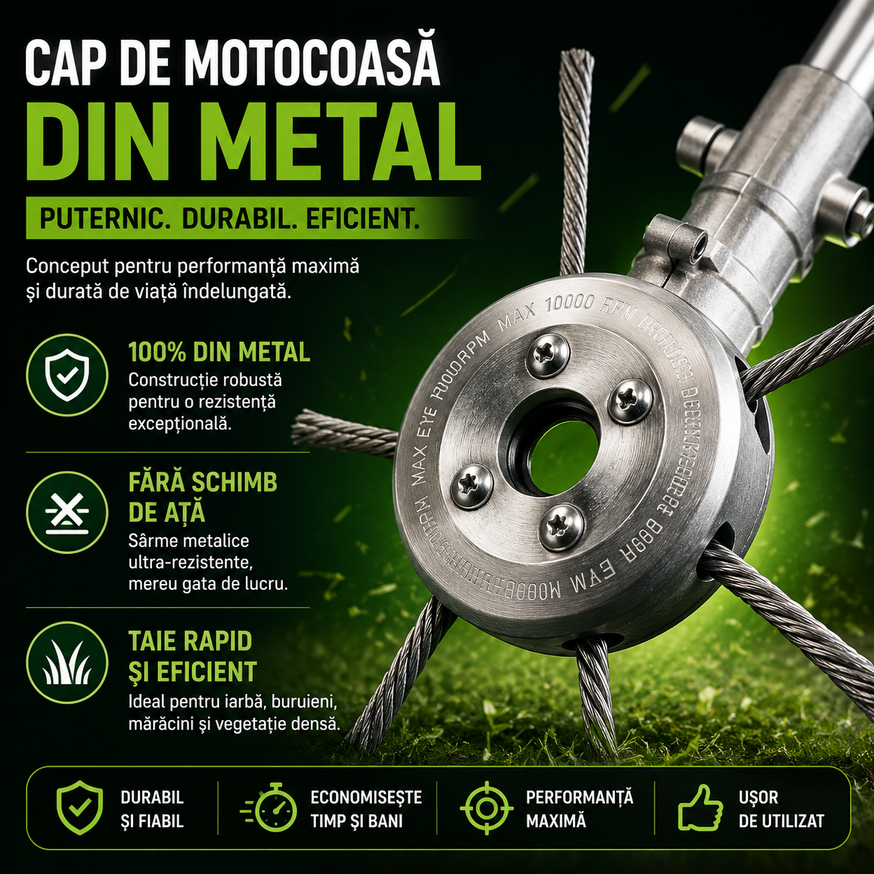 Cap De Motocoasa din metal