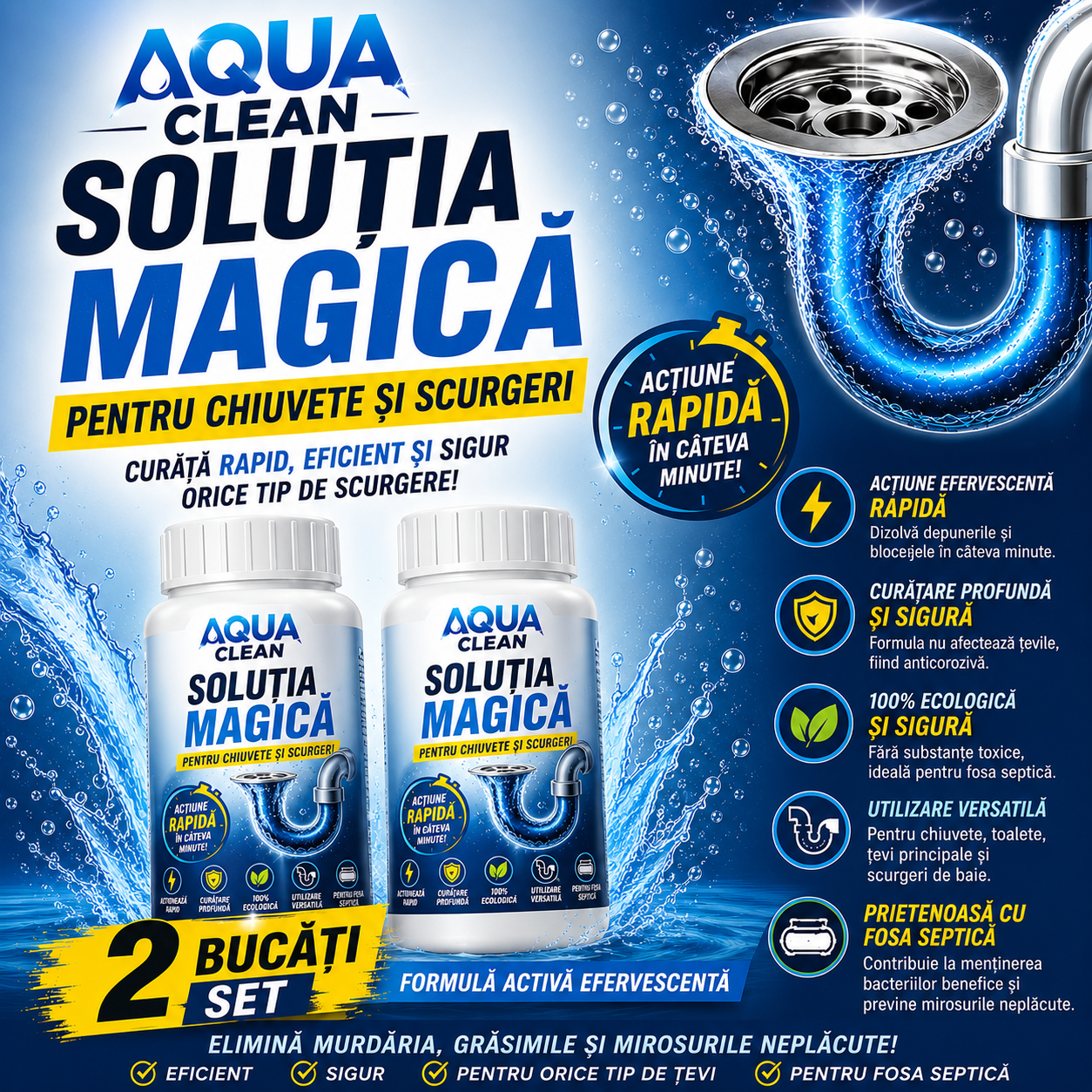 Aqua Clean™ - CURĂȚARE PROFUNDĂ PENTRU ORICE SCURGERE