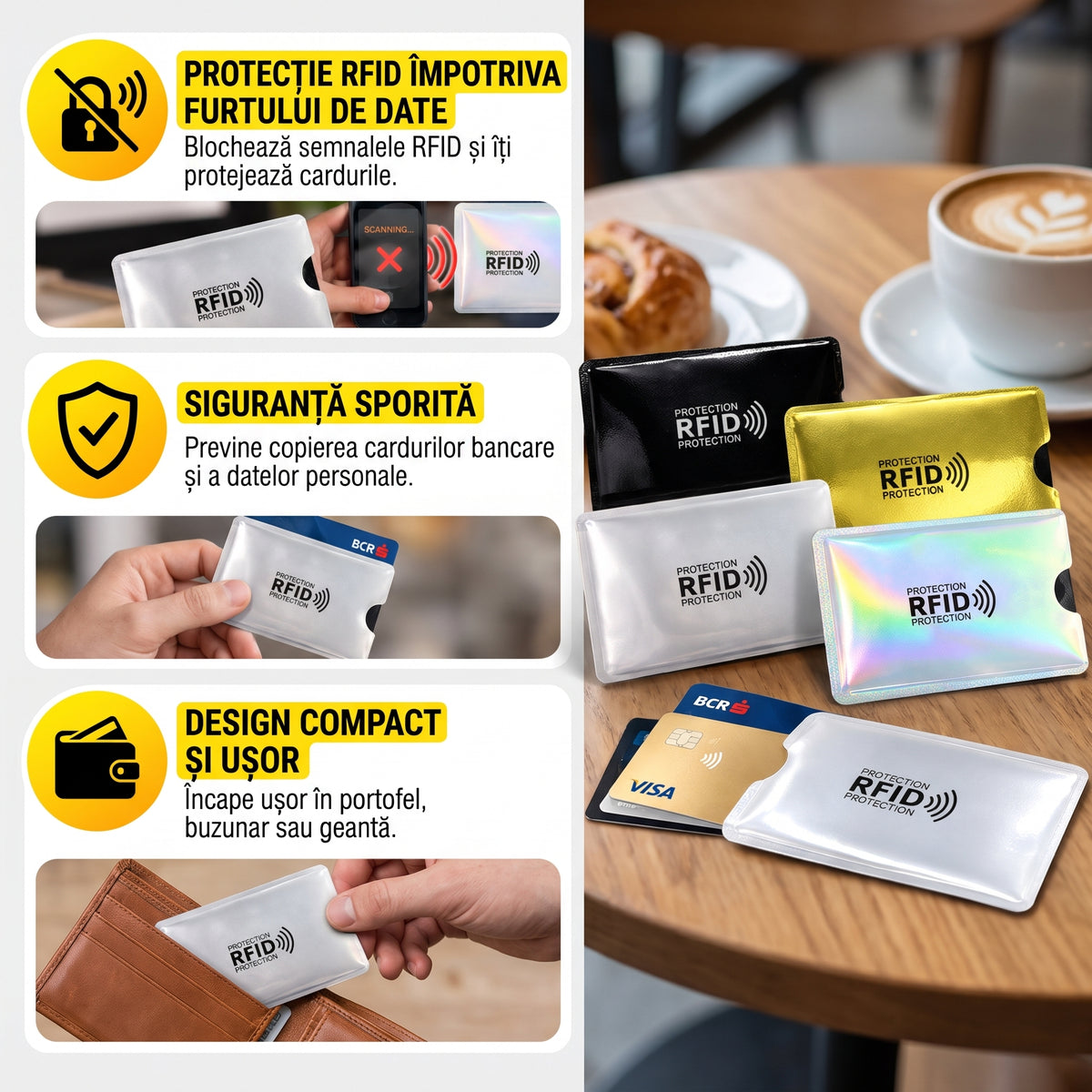 CardGuard PRO™ – Suport pentru carduri cu protecție RFID
